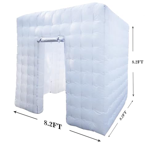 Inflatable Photo Booth -Large 8.2 x 8.2ft - Portable Booth with 2 Doors and Inner Air Blower - Free with 4 pcs Backdrops -Great for Parties Weddings Anniversary Birthdays Parties