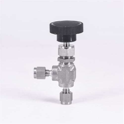 Codo de grúa con válvula de aguja y compresión de 6 mm en acero inoxidable 316 2