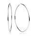 LOVVE Sterling Silver High Polished Round-Tube Click-Top Hoop Earrings, 2x60mm