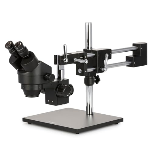 AmScope Microscope binoculaire stéréo zoom 3,5X-45X avec support noir à double bras