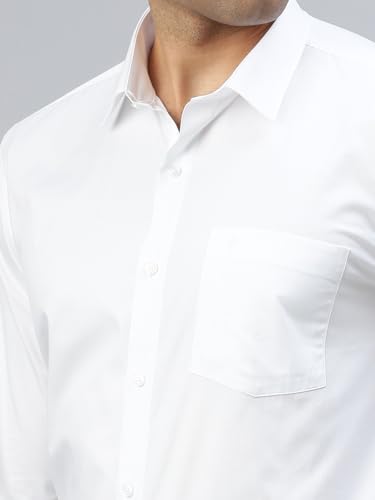 Image of RAMRAJ COTTON Men White Regular-Fit Solid Ethnic Cotton Shirt