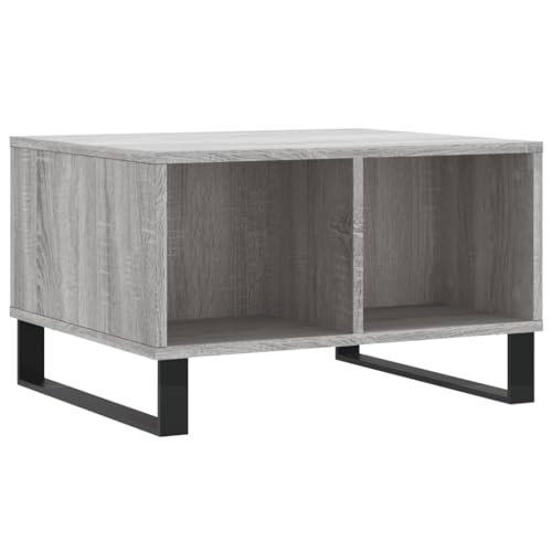 Table basse Sonoma grise à 4 compartiments de rangement et pieds métalliques - 2