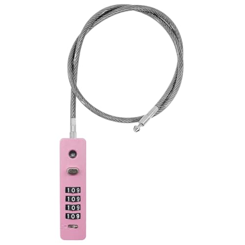 Cabilock Candado Combinación Cable Acero 60 Cm Rosa, Cerradura Antirrobo para Bicicleta Eléctrica, Scooter y Armario, Candado Portátil Resistente con Cable Flexible para Ciclismo y