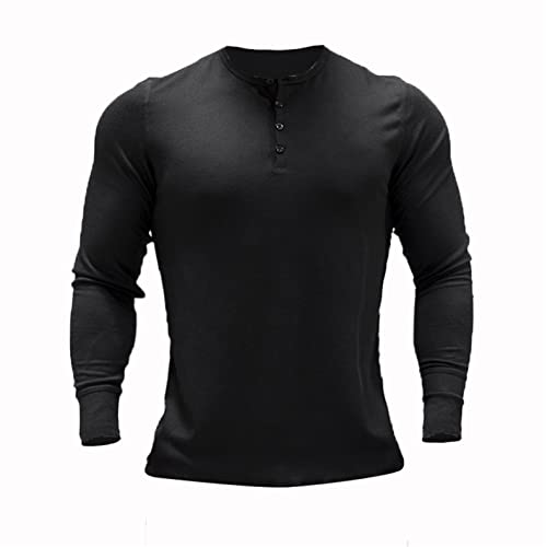 Andongnywell Men's Ribbed Henley Shirt Slim Fit Cotton Long Sleeve Casual T-Shirt Highlight Muscle Lines Sweatshirt4