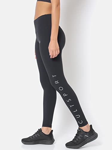 Image of Cultsport Do It All Tights with Brand Print | Anti-Chafing | Performance Tights for Women | 4-Way Stretch | Yoga Gym Cardio Leggings | Sports Leggings | Active Wear for Women