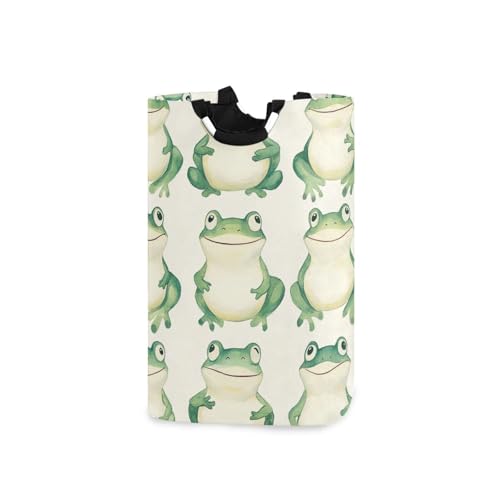 Ttgoth Cesta de lavandería plegable grande con asas de dibujos animados de ranas, cesta organizadora de ropa para dormitorio, cuarto de baño