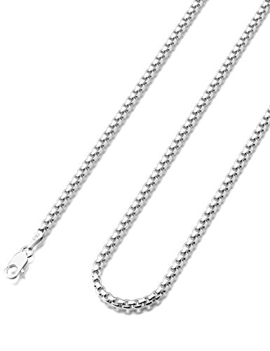 925 Sterling Silver Box Chain Lobster Clasp 2/3/4/5mm Necklace for Women Mens Box Chain Silver/18K Gold Necklace Chain Diamond Cut 16-30 Inches