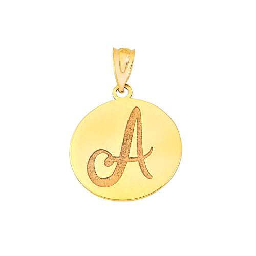 Certified 14k Yellow Gold Personalized Name Initial Letter Disc Reversible Pendant