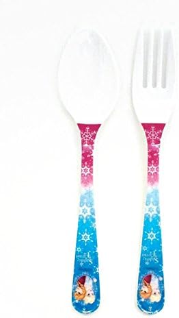 Disney Princess Small Melamine Kids Elsa Anna Fork and Spoon Set (Frozen purple)