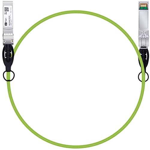 Image of H!Fiber Green SFP+ Cable, 10G SFP+ DAC, 1M(3.3ft), Passive Direct Attach Copper Twinax Cable for Cisc SFP-H10GB-CU1M, Ubiquiti UniFi UC-DAC-SFP+, Meraki, Mikrotik, Intel, Fortinet, Netgear