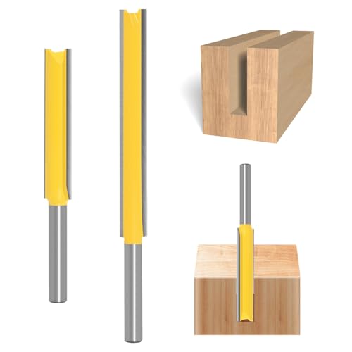 2 PCS Extra Long Straight Router Bit Set 1/4 Inch Shank 2'' & 3'' Bearing Flush Trim Bit Long Cutting Milling Cutter Trimming Blade for Wood Woodworking Tools Double Flute Grooving Bit Carbide 1 2 PCS Extra Long Straight Router Bit Set 1/4 Inch Shank 2'' & 3'' Bearing Flush Trim Bit Long Cutting Milling Cutter Trimming Blade for Wood Woodworking Tools Double Flute Grooving Bit Carbide