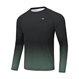 Huayuzh Rashguard UV Shirt Herren UPF 50+ Langarmshirt Schwimm Schnelltrocknend Atmungsaktiv Surfen Angeln Wandern Top Verlaufsfarbe Schwarz XL