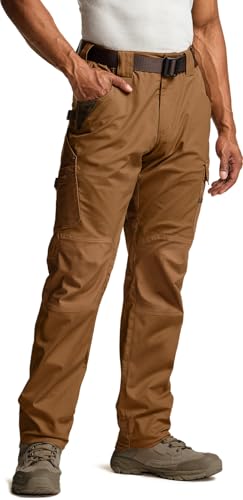 Image of CQR Men's Quick Dry Work Pants, Water Resistant Outdoor Tactical Pants, Lightweight Stretch Cargo Hiking Pants