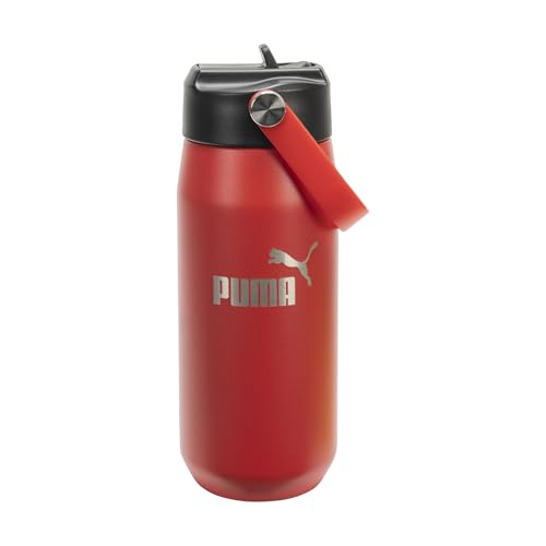 Image of PUMA unisex-adult 18oz Insulated Stainless Steel Water Bottle With Straw & Carry Handle