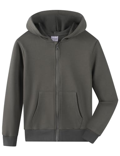Image of Spring&Gege Boys Zip up Hoodie Soft Solid Classic Full Zip Hooded Sweatshirts for Kids (3-14 Years)