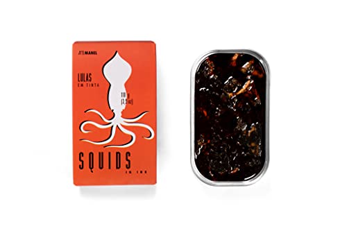 Spanish Squids Canned in Ink | Wild Caught, B Vitamins, Omega-3 | Tinned Seafood by Ati Manel | 1 x...