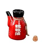GALPADA Keramische Gewürzflasche im Japanischen Rote Soßenflasche für Öl und Essig Leicht zu Reinigen Temperaturbeständig und Langlebig