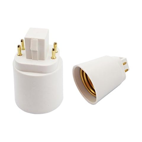 8pcs E-Simpo 4Pin GX24Q CFL Light Socket Adapter, Short 4 Pin Gx24q to E26/E27 Medium Edison Screw Bulb Base Converter. Rewire to Remove/Bypass Ballast is Required. (8-Pack) Cover