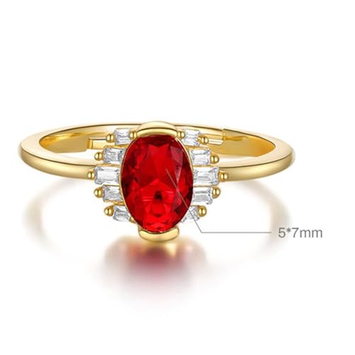 Anillos de boda de oro 9K y rubí de 5x7mm para uso diario casual 5