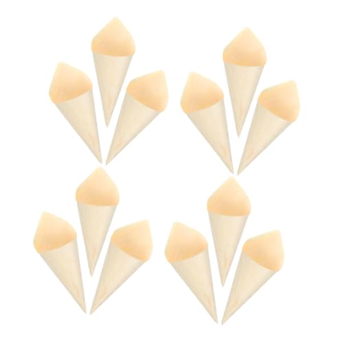 PRETYZOOM 100pcs Wooden Egg Roll Container Shaped Ice Cream Charcuterie Cones Realistic Dessert Rolled Large Party Cone for Small from and Chip Cones Popcorn Cones