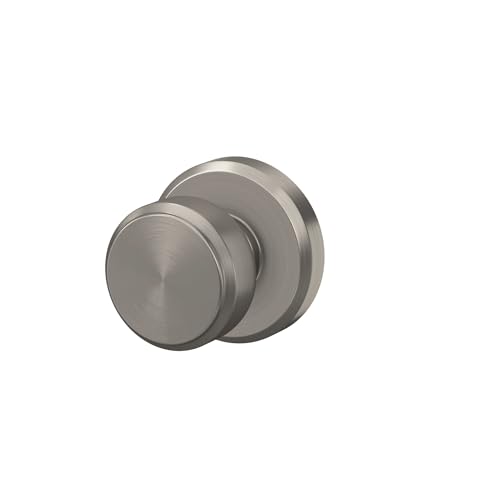 Image of Schlage F170 BWE 619 GSN Bowery Door Knob with Greyson Trim, One Sided Non-Turning Dummy Door Handle, Satin Nickel