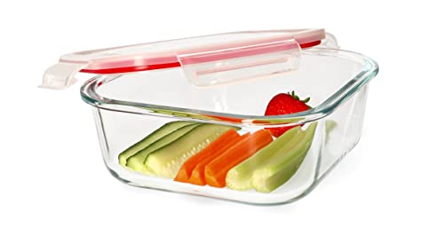 KOTARBAU® Recipiente de vidrio para comida, 1100 ml, Fiambrera de cristal con tapa, Bote rectangular, Tupper para almacenamiento de alimentos, Apto para microondas, horno, congelador
