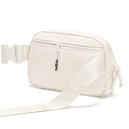 Image of Belt Bag for Women Two-Way Zipper Fanny Pack Crossbody Bags for Women Fashion Waist Packs Cross Body Fanny Pack with Adjustable Strap Gifts for Teen Girls (Ivory)