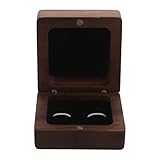 Yardenfun Caja de Madera de Nogal Cuadrada para Gemelos Organizador Portátil de Joyas Forro Interior Protegido Estuche Compacto para Relojes y Accesorios de Traje Vitrina Pequeña Marrón