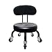 QFdd Negro Pisos Sillas Pequeñas,Taburete Acolchado con Ruedas,Móvil Bajo con Espalda Asiento Giratorio,para SPA Trapear Pedicure Altura 20cm 21cm