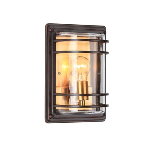 Applique extérieure étanche en aluminium marron et verre