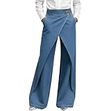 【Silhouette alla Moda】 Offre molteplici modelli: jeans larghi, wide leg, bootcut e dritti, perfetti per il tempo libero o il lavoro. Il design della zampa modella le gambe creando proporzioni eleganti.