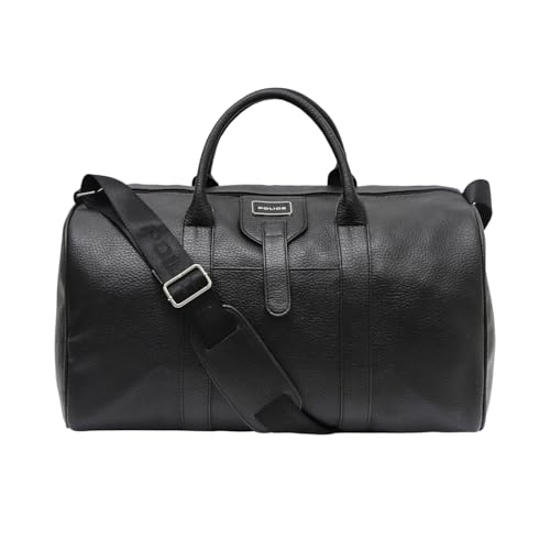 Image of POLICE Premium Travel Duffle Bag | Premium Texture Vegan Leather Duffle for Men & Women | Spacious Weekend & Gym Bag with Adjustable Shoulder Strap