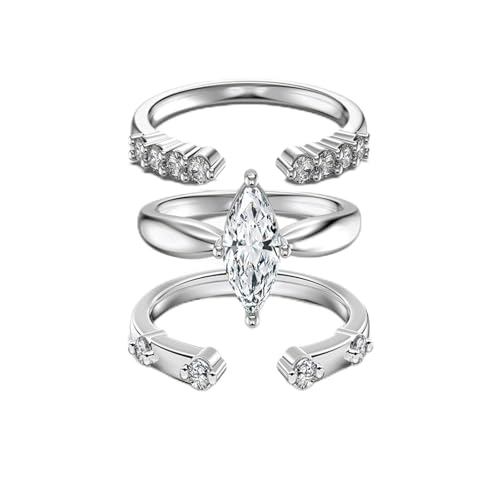 Bague empilable argent 925 marquise anti-ternissement en zircone cubique 5A durable