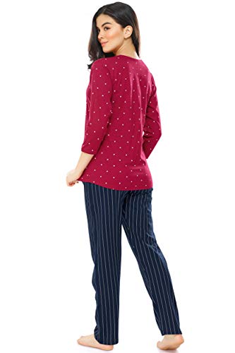 Image of ZEYO Night Suit for Women's Printed Cotton Night Dress of Top and Pajama Set (Available in Plus Size)