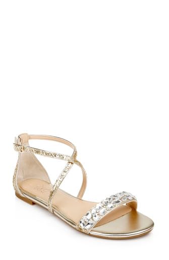Jewel Badgley Mischka Osome Glitter Flat Sandals2
