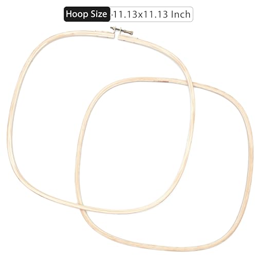 Image of EmbroideryMaterial Wooden Square Embroidery Hoop Ring Frame (11.13 x 11.13 Inch) with Brass Screw | for Cross Stitch, Sewing, Craft Work, Aari Work & Hand Embroidery (1 Piece)