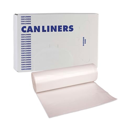 Image of Boardwalk High-Density Can Liners, 33 gal, 14 mic, 33 inch x 38 inch, Natural, 25 Bags /Roll, 10 Rolls /Carton