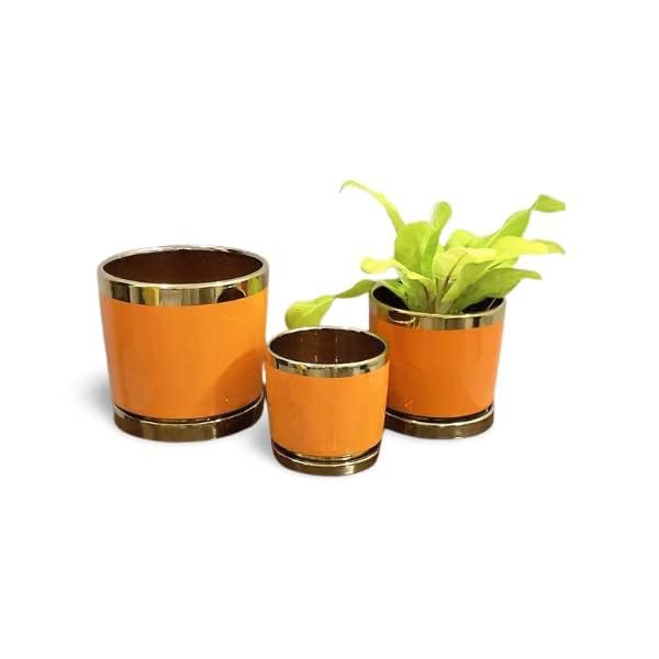 FOX & FERN Premium Ceramic Planter for Vibrant Garden | with Drainage-Hole & Saucer | Enhance The Ambiance of Your Home, Office or Garden (Set of 3) (Dia. A-22CM,B-22CM,C-19.2CM) (Orange) (B0CBLZC69W) Amazon Price History, Amazon Price Tracker