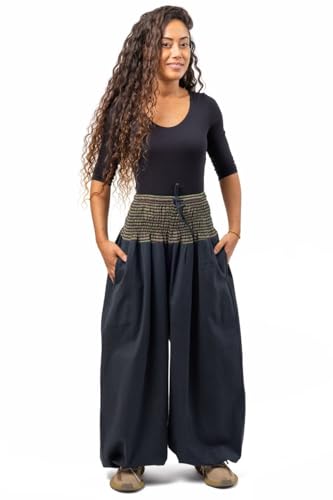 Pantalon elastique bouffant mixte noir et kaki en taille unique Mia