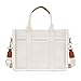 FIORETTO Canvas Tote Bag for Women with Zipper Closure & Individual Compartments for Work College, Crossbody Laptop Tote Purse Handbag with Detachable Strap & Bottom Support for Teacher & Nurse Beige