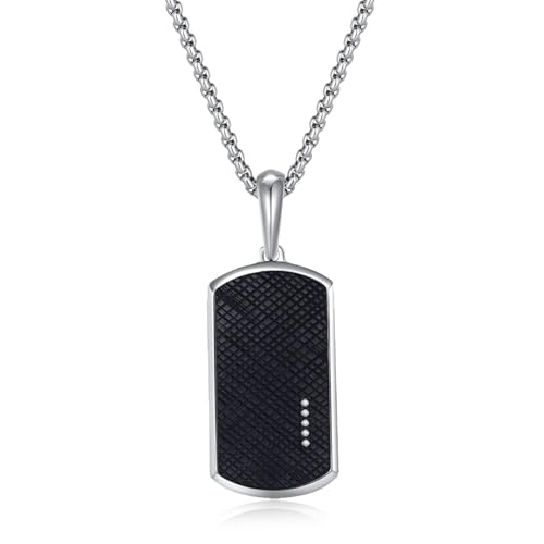 GAVU Dog Tag Necklace for Men, Stainless Steel Pendant Nekclace for Men, Black Necklace for Men