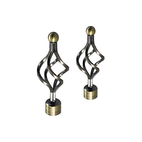 Antique Brass Curtain Pole Finials Set Cover