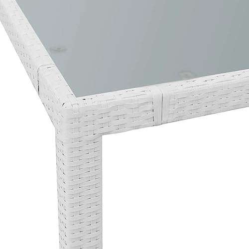 vidaXL Conjunto de Muebles de Exterior 5 Piezas Poli Ratán Sintético Blanco Crema Comedor de Jardín Sillas y Mesa de Porche Patio Estilo de Mimbre - imagen 4