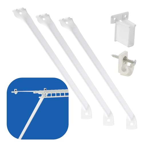 12 Inch Wire Shelf Brackets Set 6 Pcs Support Brackets Kit for Wire Shelving Include Mental Closet Support Brace Down Wall Clips and End Bracket Suitable for Wardrobe and Wall Bracket Installation