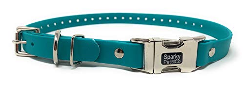 Sparky Pet Co Apollo E-Collar Replacement Strap 3/4 x 26 Waterproof Biothane with Double Buckle & Quick Snap Clasp Fits Garmin Dogtra SportDOG & Educator (Teal)
