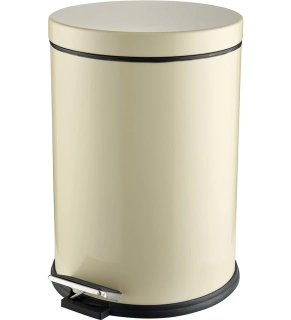 Premium Serisi 12 Litre Hacimli Paslanmaz Banyo-Mutfak Pedallı Çöp Kovası Krem, 12l