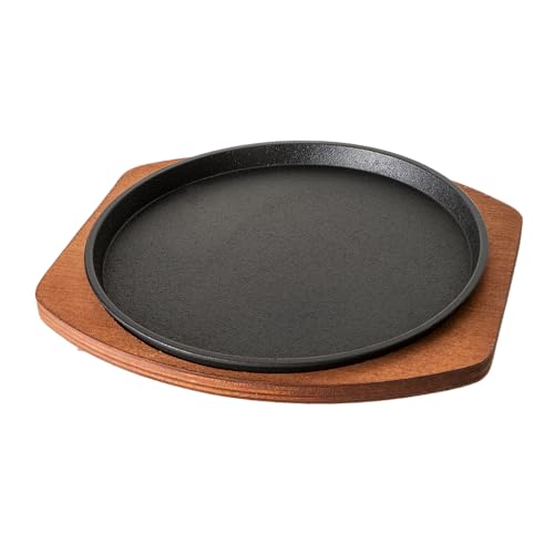 Comparison: Best Cast Iron Steak Plate 7 Cast Iron Steak Plate Sizzle Griddle With Wooden Base Steak Pan Fajita Grill Plate (Round 8 inch)
