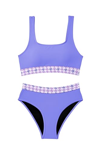 Image of Beautikini Period Swimwear Two Piece Menstrual Leakproof Swimsuit Bikini Sets Mid Waist Print Bathing Suit for Women