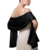 0 LumiSyne Femme Etole Châle Wrap En Satin Soyeux Unicolore Mousseline Belle Écharpe Pour Demoiselles Mariée Mariage Soirée Cérémonies Fêtes