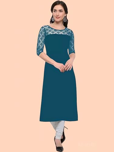 Image of Women's Crepe A-line Straight Kurtis, Plain Casual Wear Kurtis